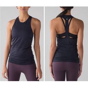 NEW Lululemon Swiftly Tech T-Back Tank Women's 10 Midnight Navy Seamless W1AKXS